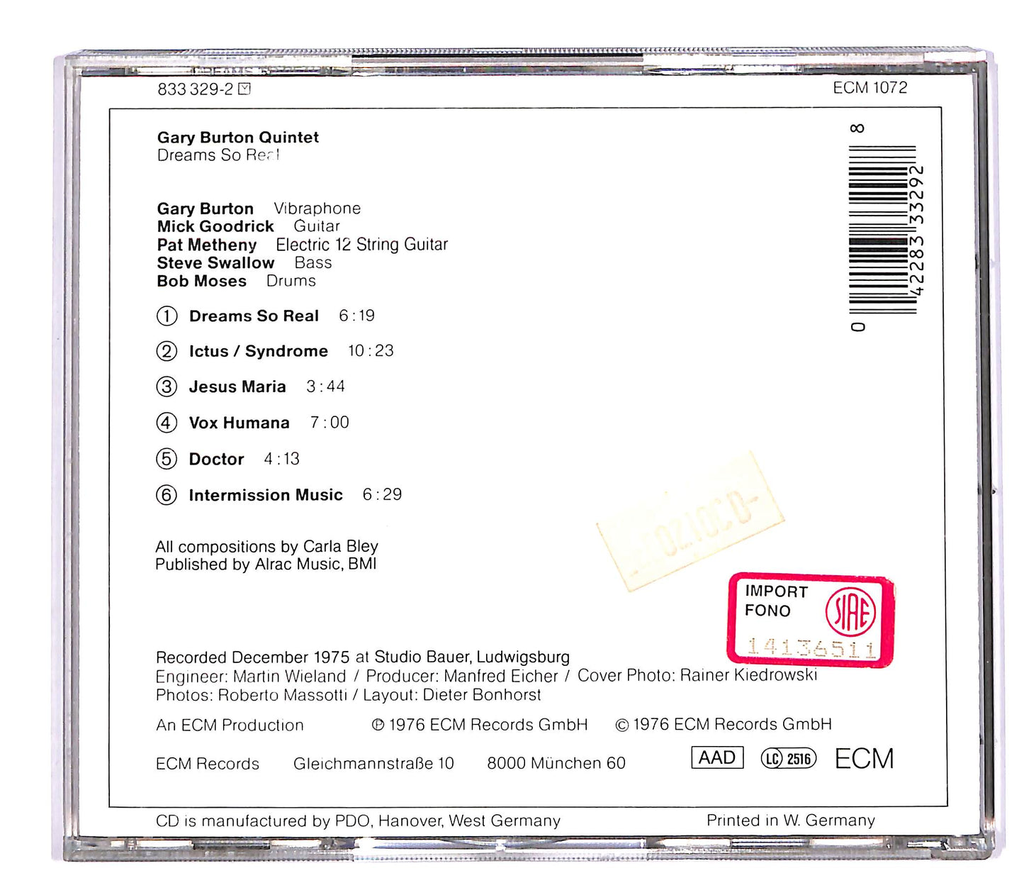 EBOND Gary Burton Quintet - Dreams So Real CD CD053221