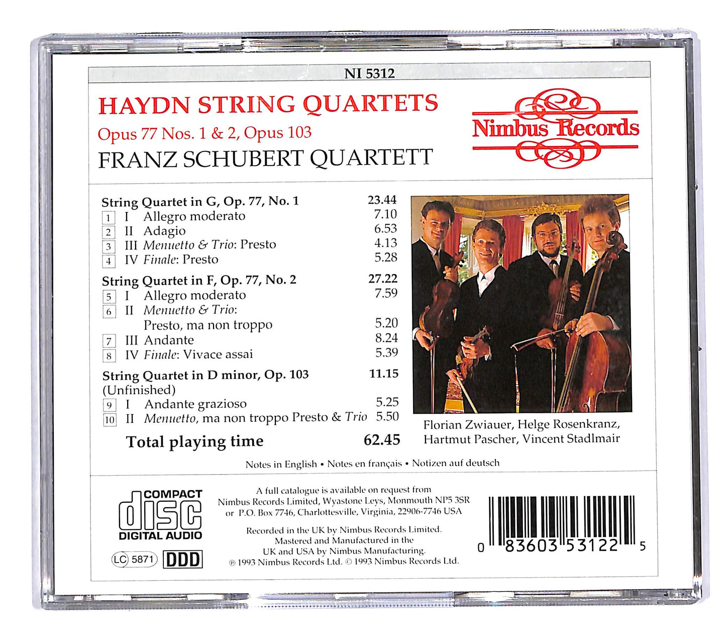 EBOND Haydn String Quartets - Schubert op.77 Nos 1e2 op.103 CD CD053412