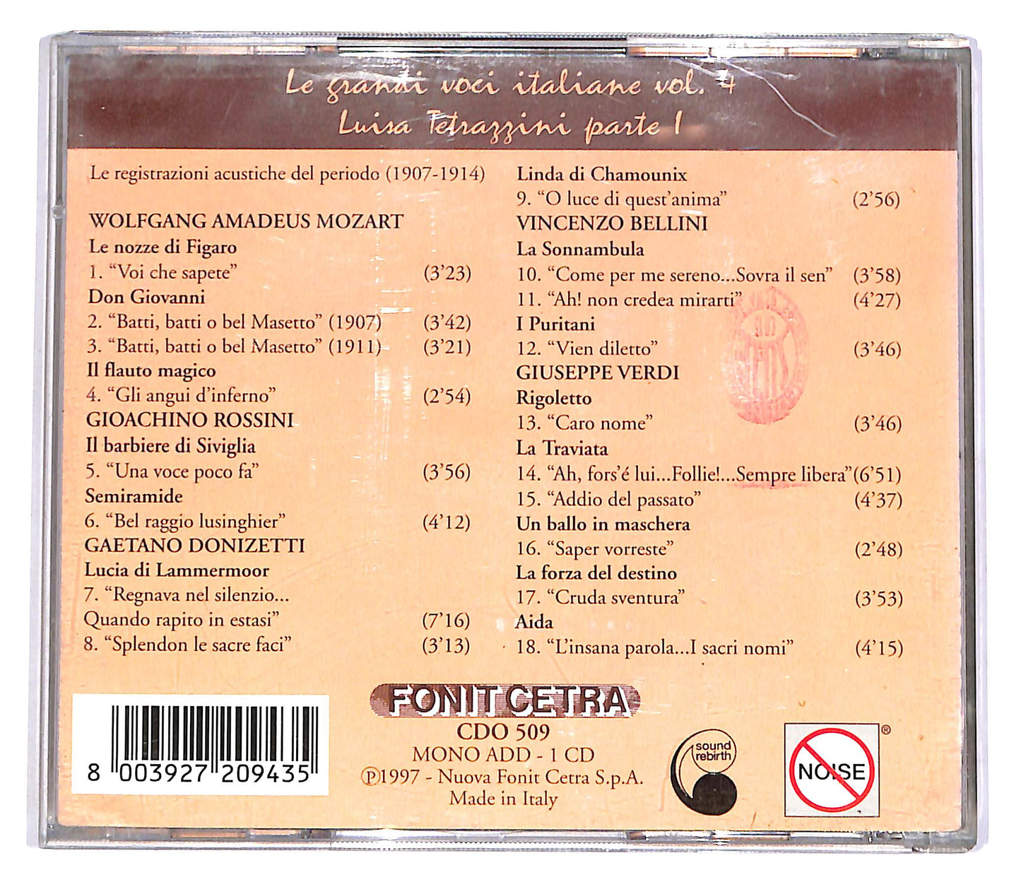 EBOND Tetrazzini - Le Grandi Voci Italiane Volume 4 CD CD054810