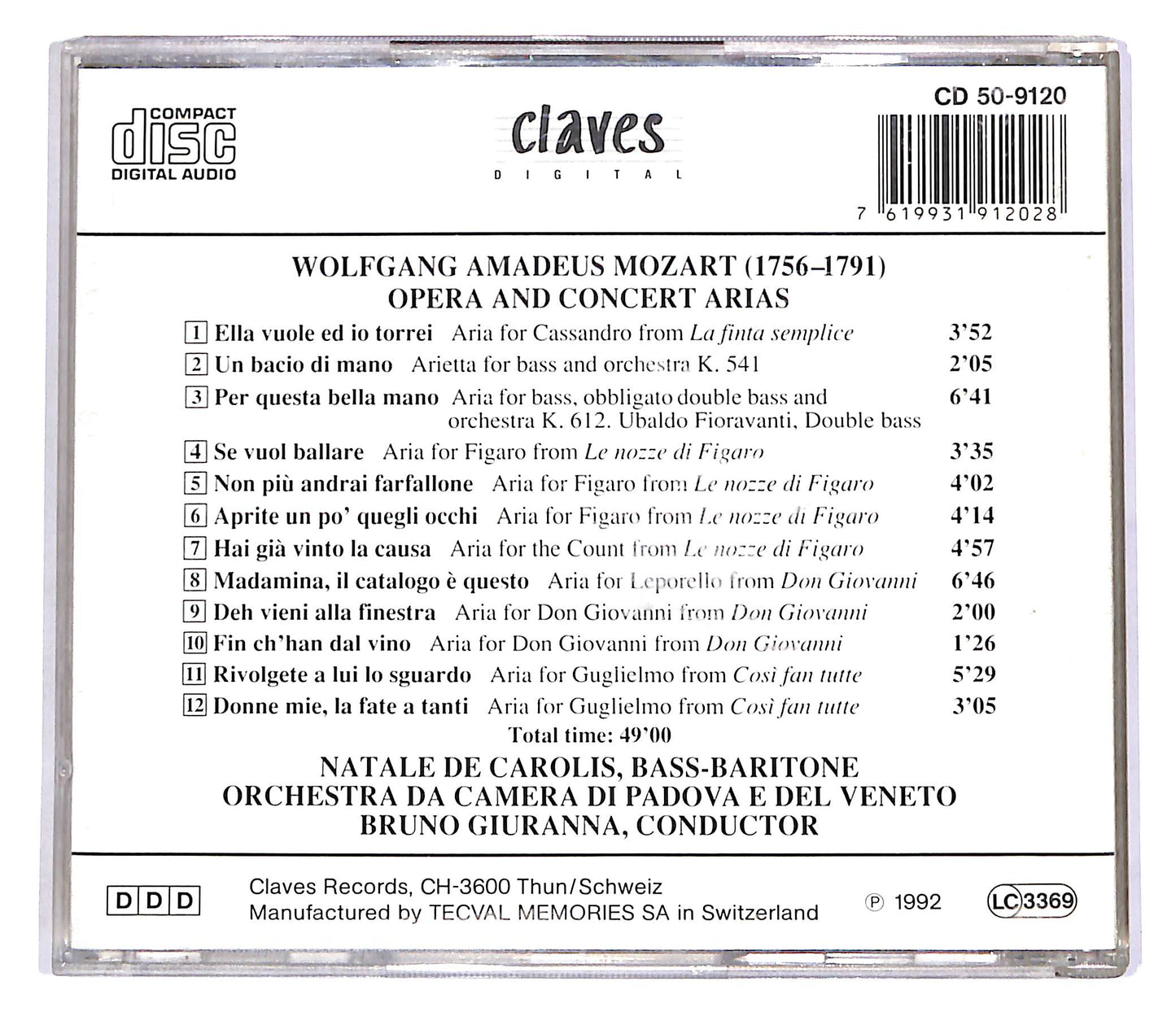 EBOND Wolfgang Amadeus Mozart - Opera And Concert Arias EDITORIALE CD CD054814