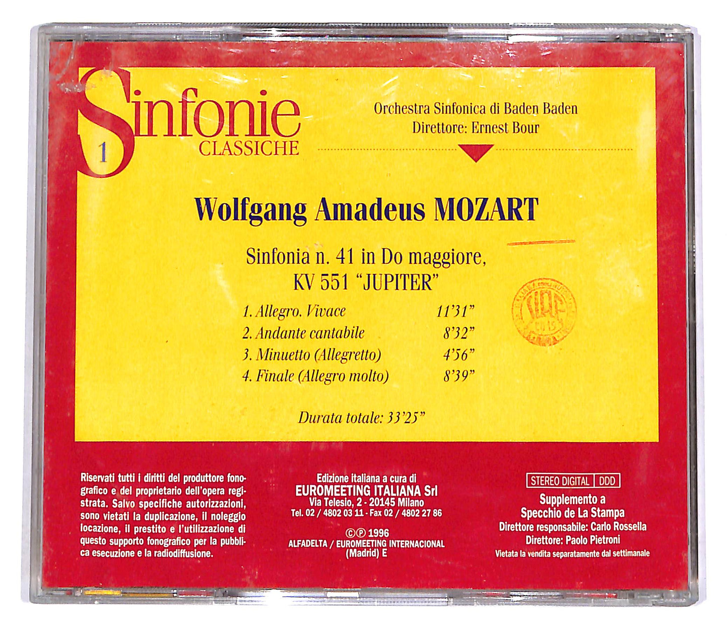 EBOND Sinfonie Classiche 1 - Mozart Sinfonia N.41 KV 551 EDITORIALE CD CD054816