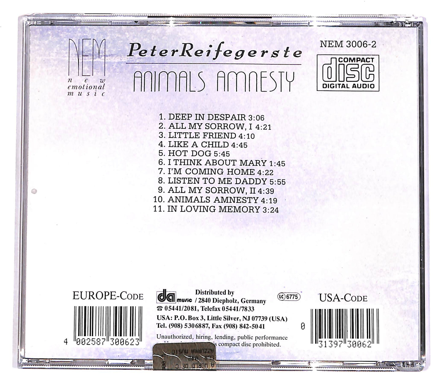 EBOND Peter Reifegerste - Animals Amnesty CD CD054957