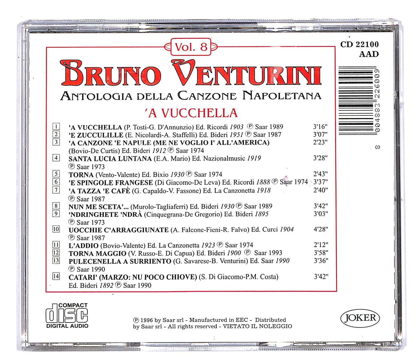 EBOND Bruno Venturini - 'A Vucchella CD CD055125