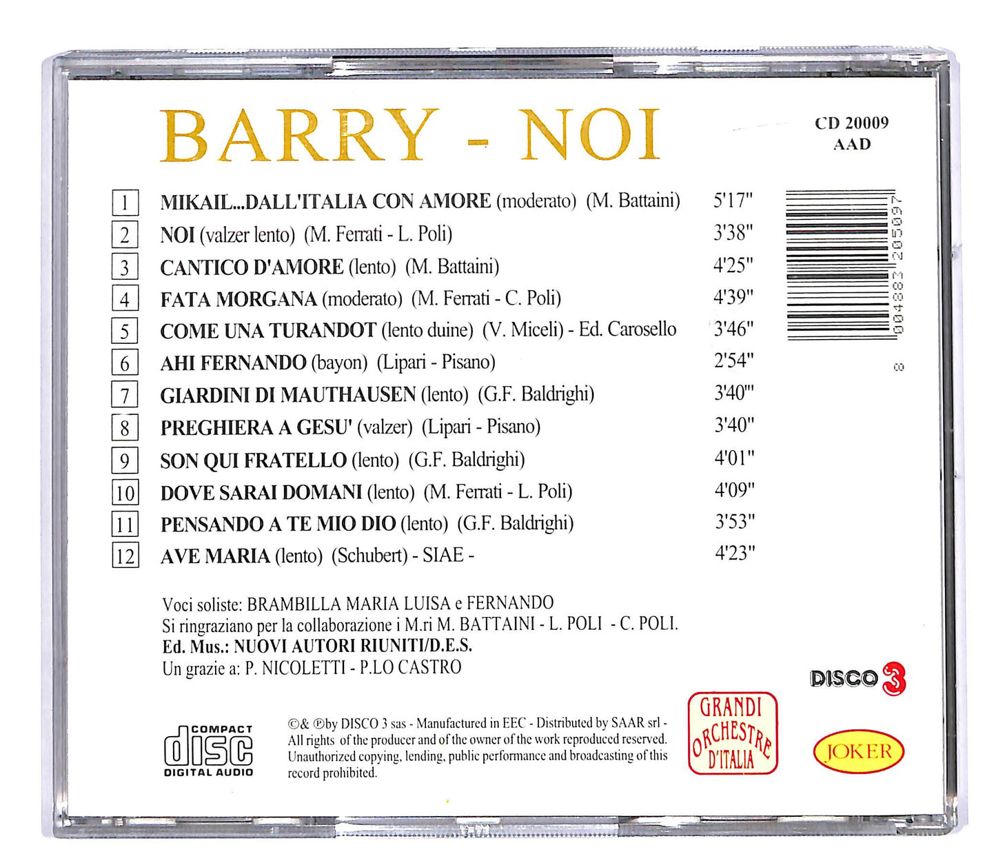 EBOND Barry - Noi CD CD055127