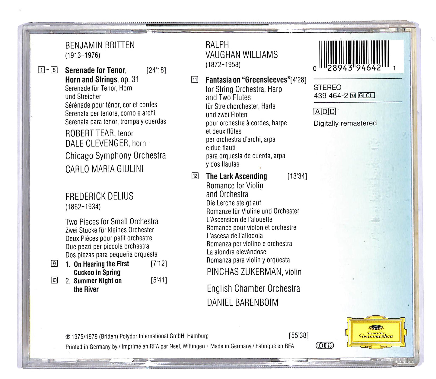 EBOND Vaughan Williams Britten Delius - the lark ascending CD CD055403