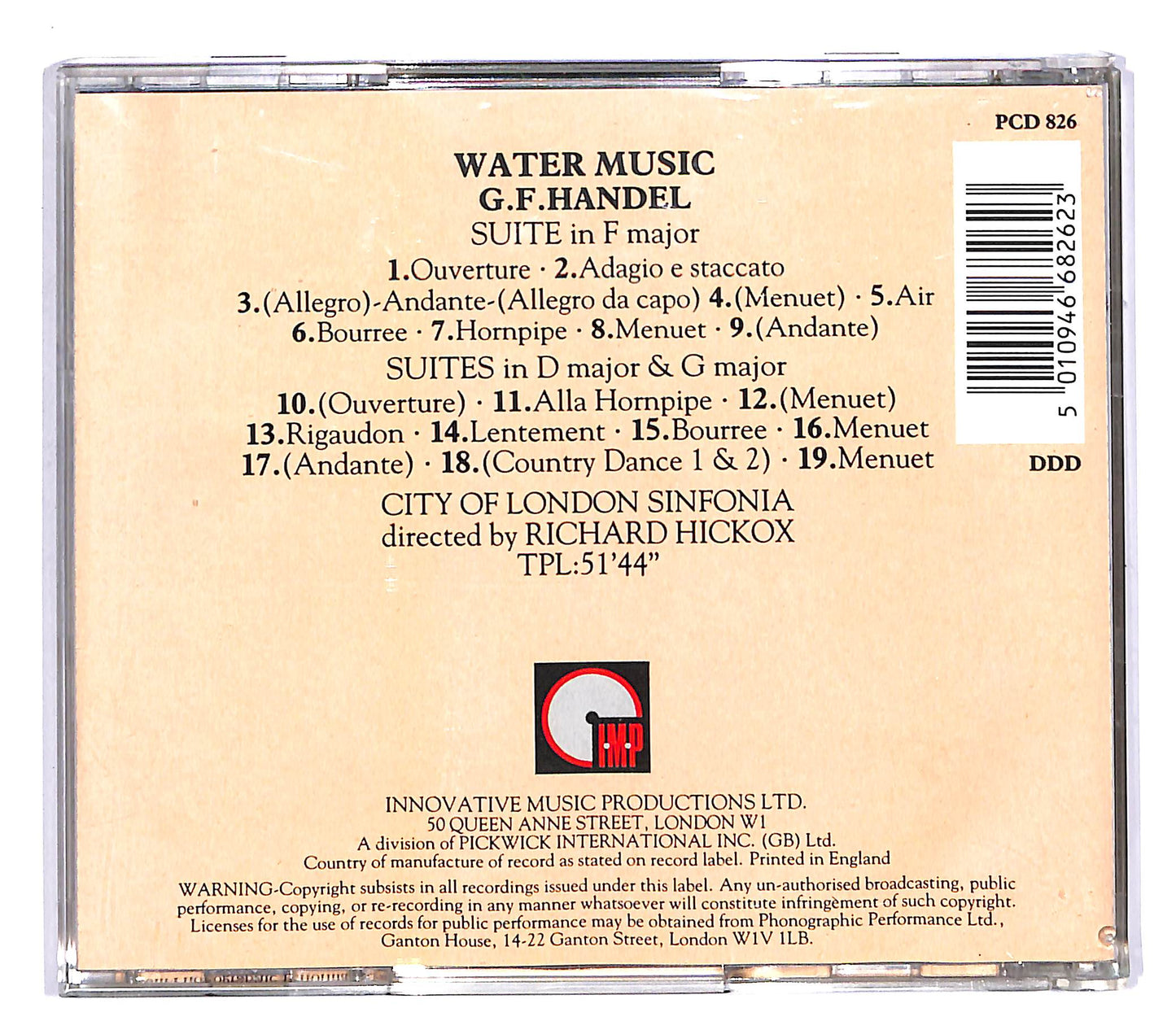 EBOND Handel - Water Music CD CD055638