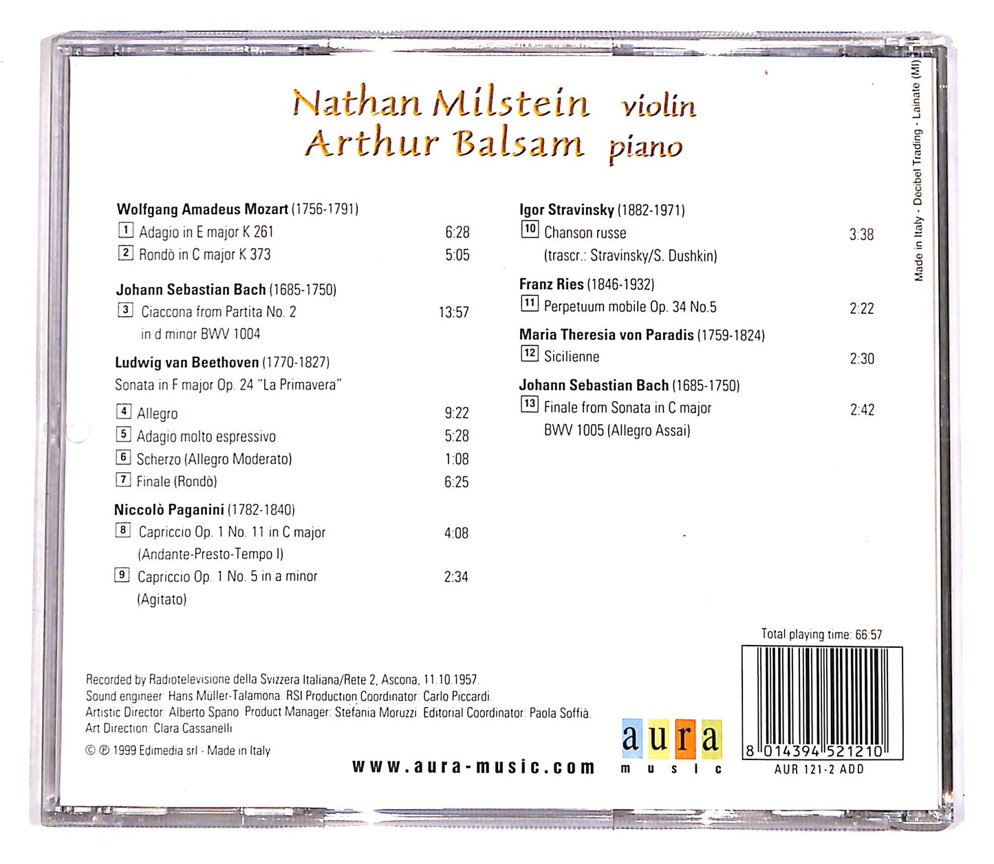 EBOND Nathan Milstein - Violin Recital CD CD055718