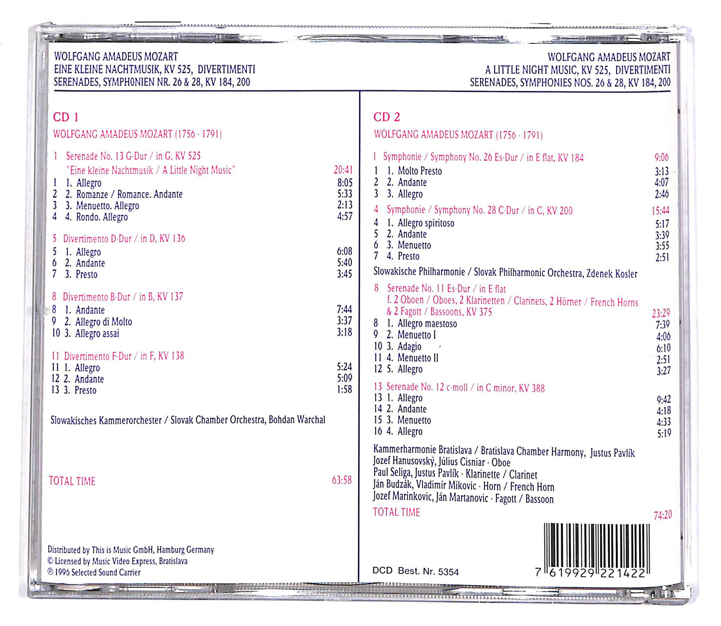 EBOND Wolfgang Amadeus Mozart - Vol.15 (2 dischi) CD CD055724