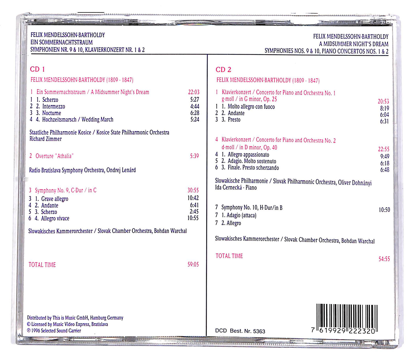 EBOND Felix Mendelssohn-Bartholdy - Vol.2 (2 dischi) CD CD055746