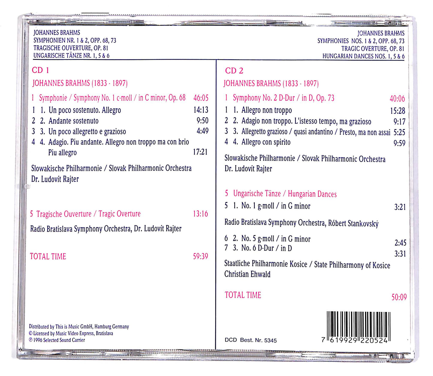 EBOND Johannes Brahms - Vol.6 (2 dischi) CD CD055911