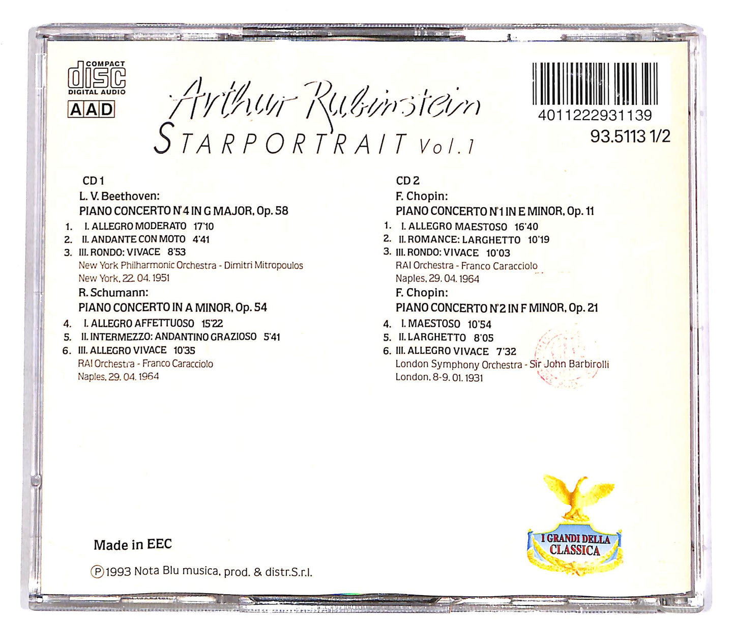 EBOND Arthur Rubinstein - Starportrait Vol.1 (2 dischi) CD CD055912