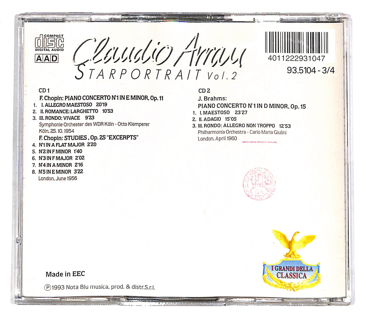 EBOND Claudio Arrau - Starportrait Vol. 2 (2 dischi) CD CD055958