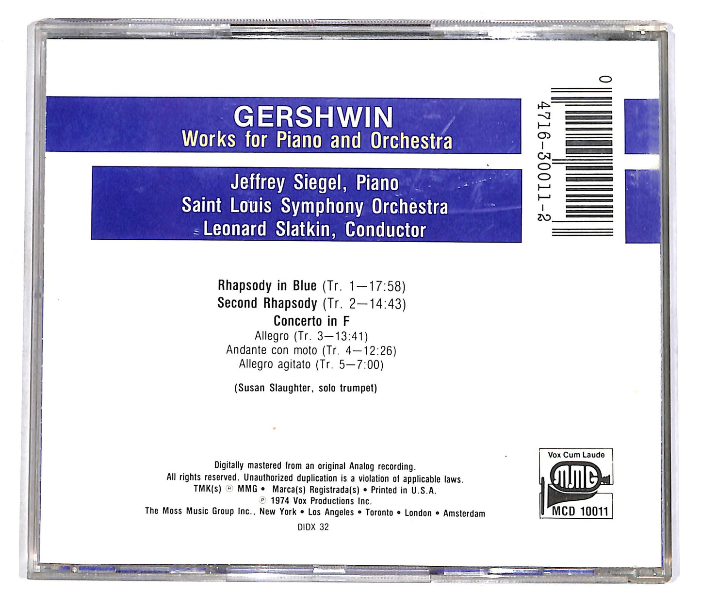 EBOND Gershwin - Works For Piano & Orchestra CD CD056037