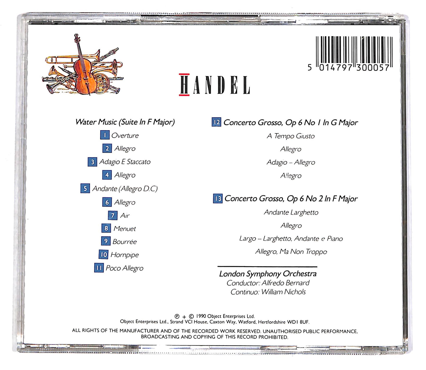 EBOND Handel - Watermusic - Concerto Grosso Op 6 Nos 1 & 2 CD CD056054