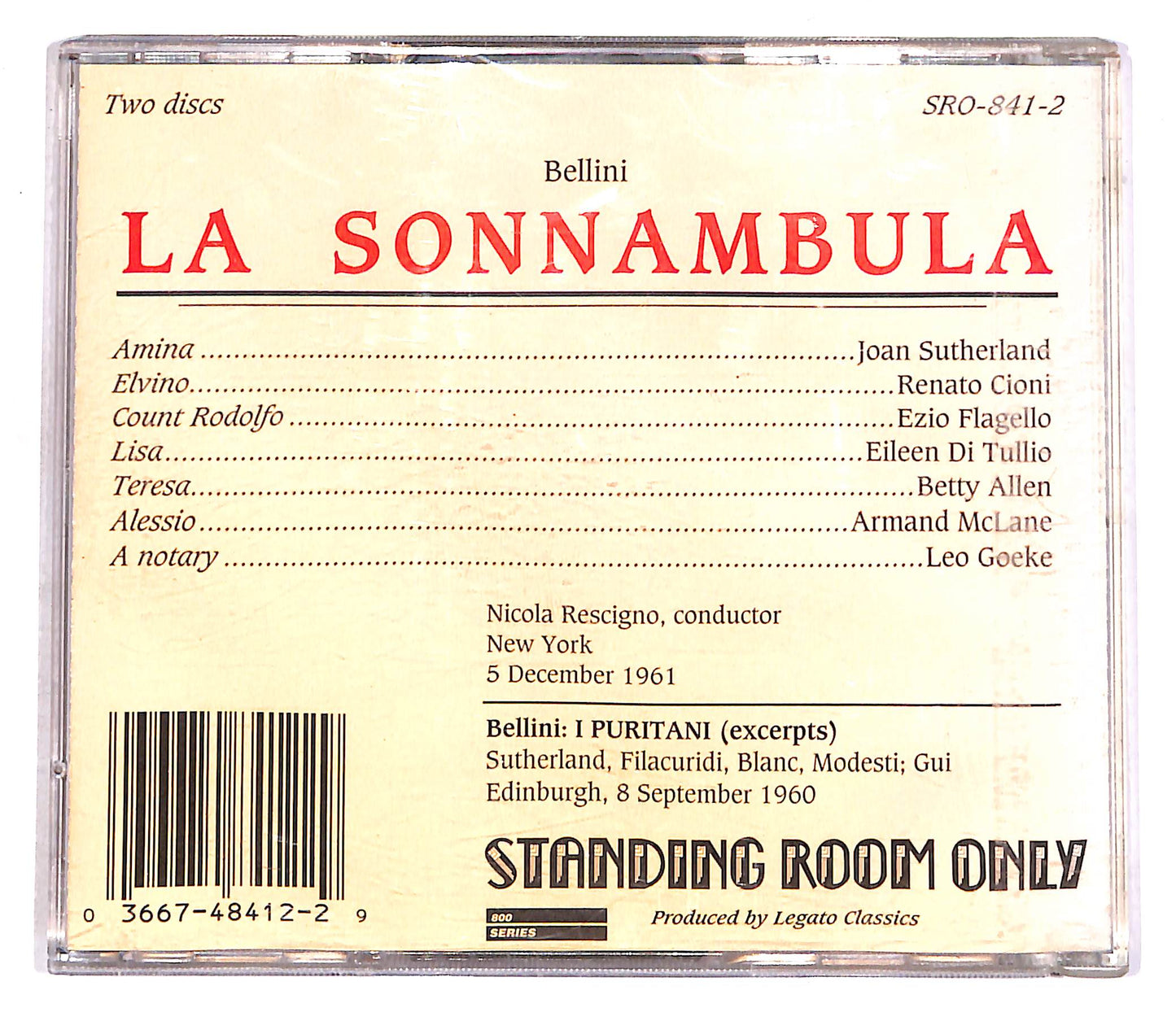 EBOND Bellini, Sutherland, Cioni, Flagello - La Sonnambula (2 disc) CD CD056237
