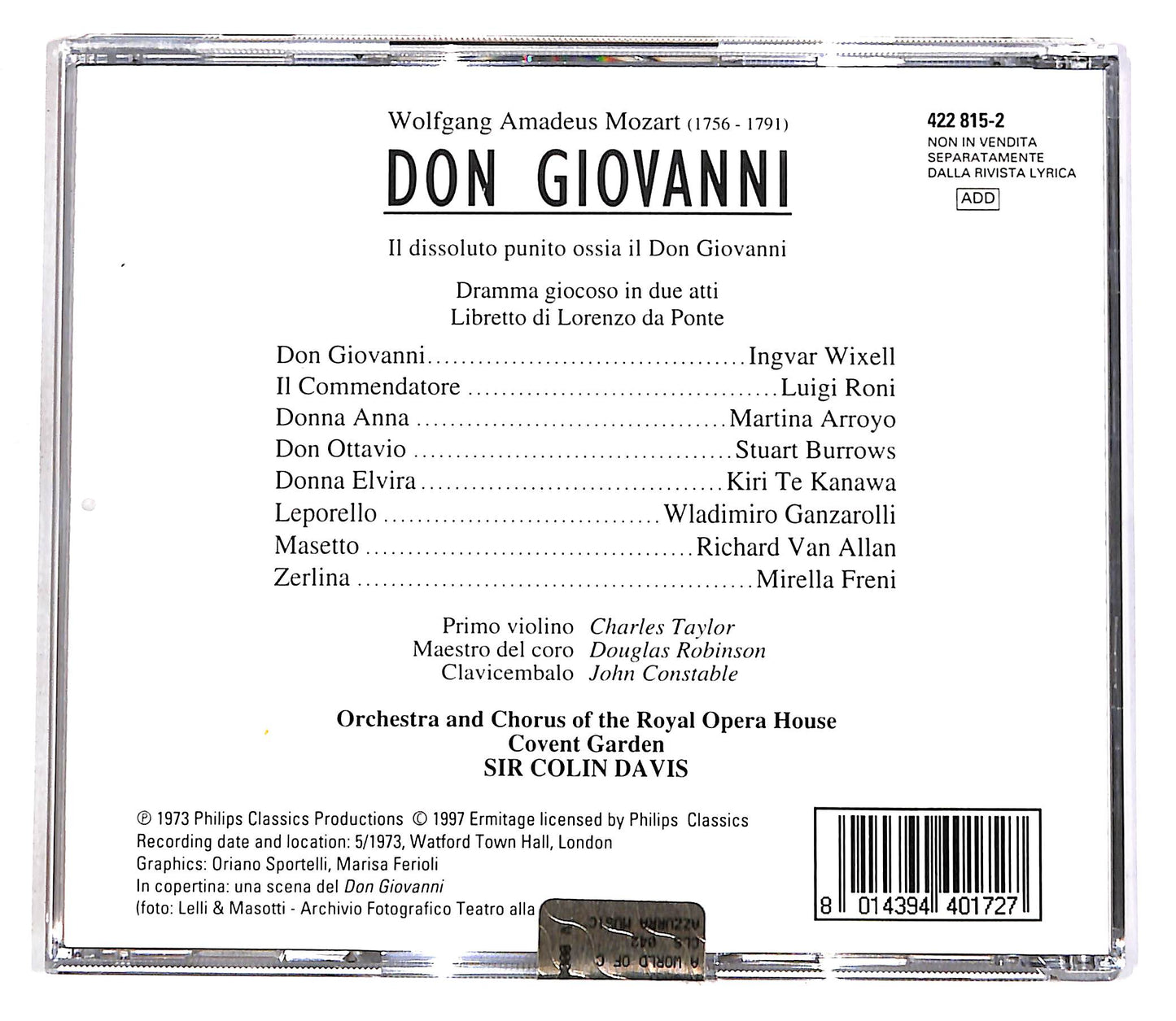 EBOND Mozart - Don Giovanno - Colin Davis - Vol.1 (Atto 1 Inizio) CD CD056351