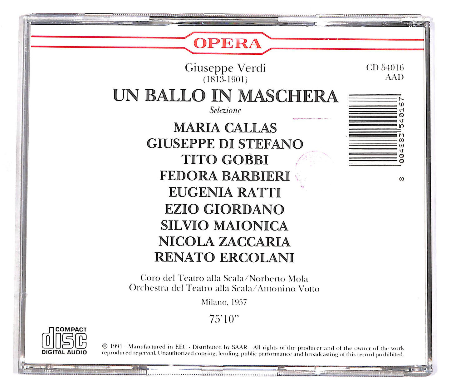EBOND Giuseppe Verdi - Un Ballo In Maschera - Selezione CD CD056364