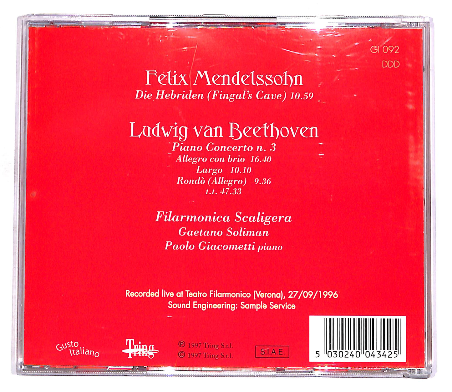 EBOND Mendelssohn - Die Hebriden - Beethoven Piano Concerto N.3 CD CD056532