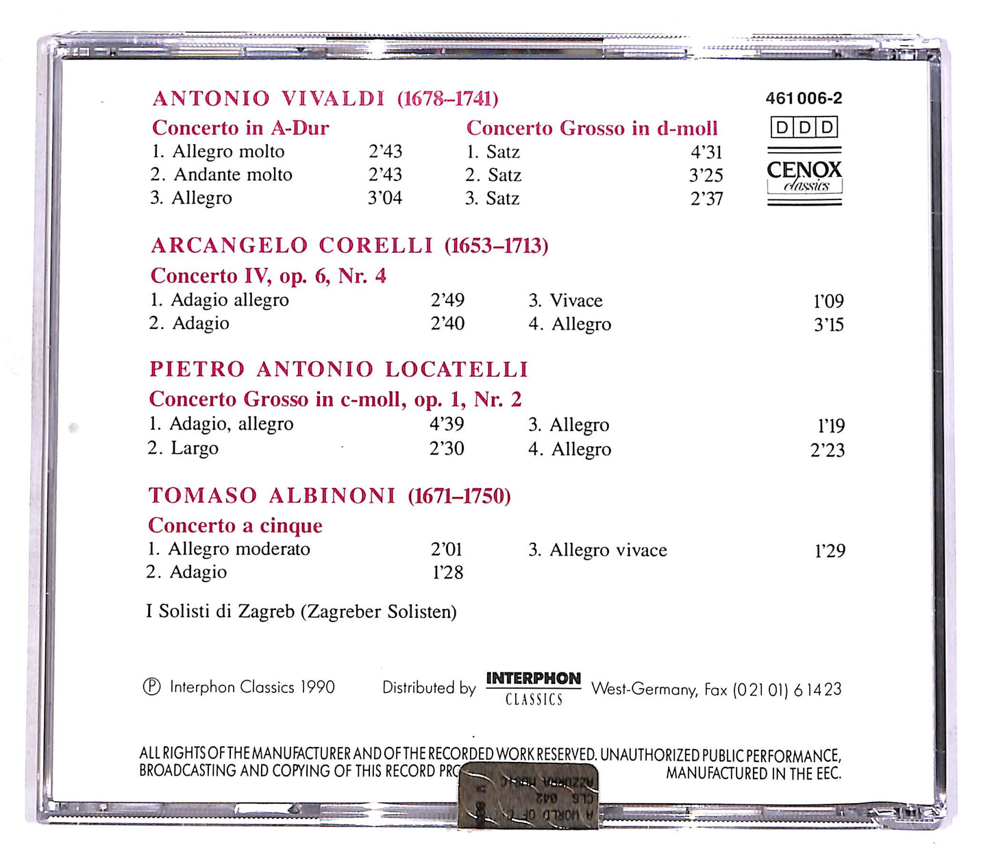EBOND Vivaldi, Corelli, Albinoni - Baroque Treasures EDITORIALE CD CD056537