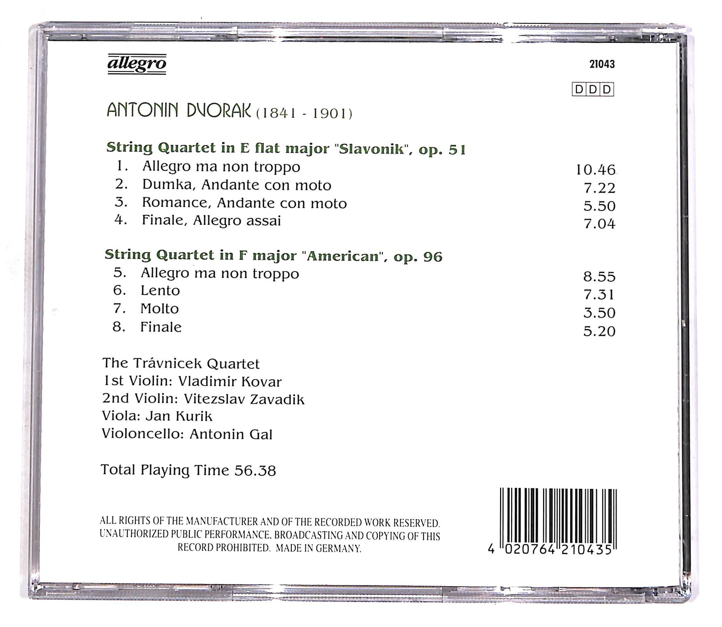 EBOND Antonin Dvorak - String Quartetts CD CD056616