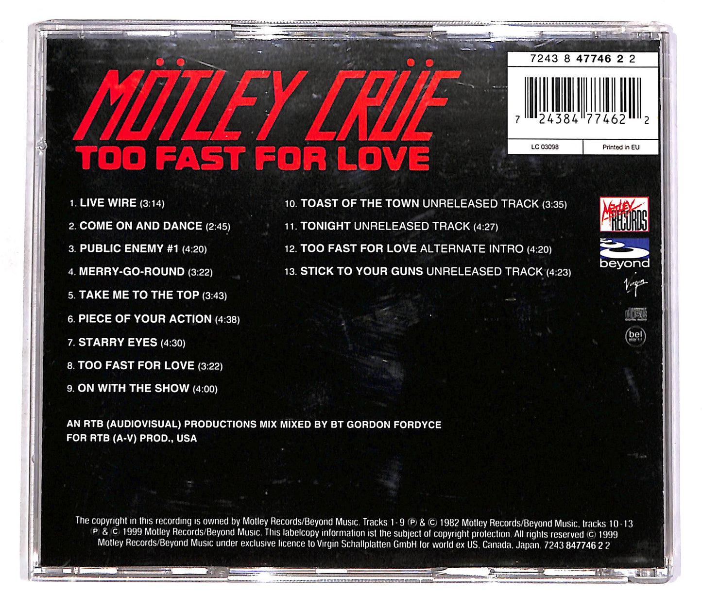 EBOND Motley Crue - Too Fast For Love CD CD056628