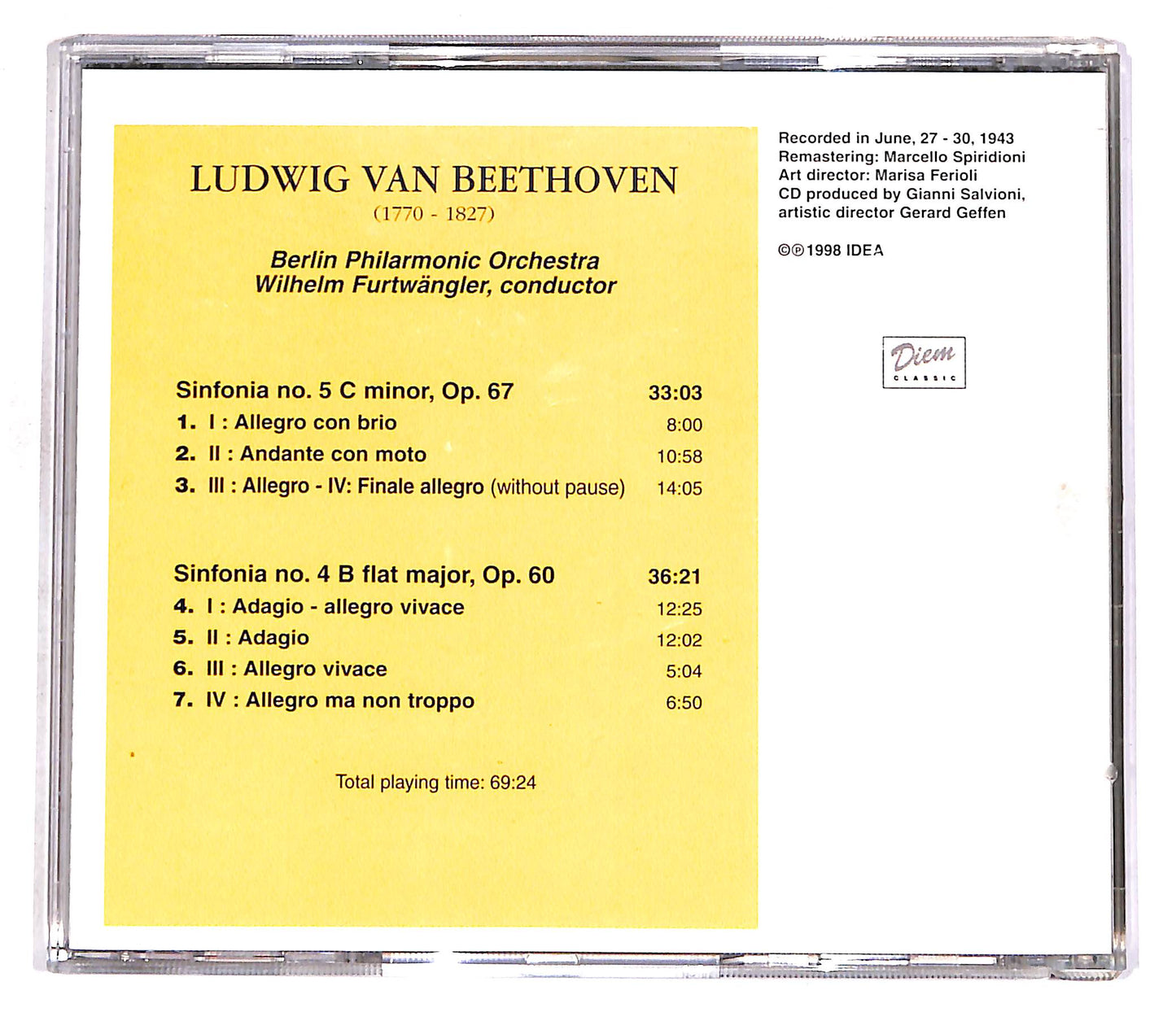 EBOND Beethoven - Symphony No.5 Op.67, No.4 Op.60 EDITORIALE CD CD056633