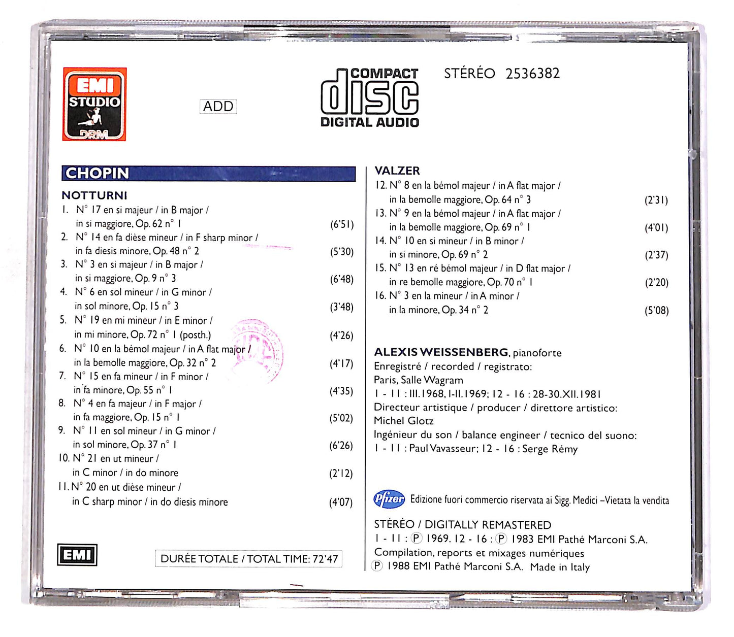 EBOND Chopin - Notturni - Alexis Weissenberg CD CD056635