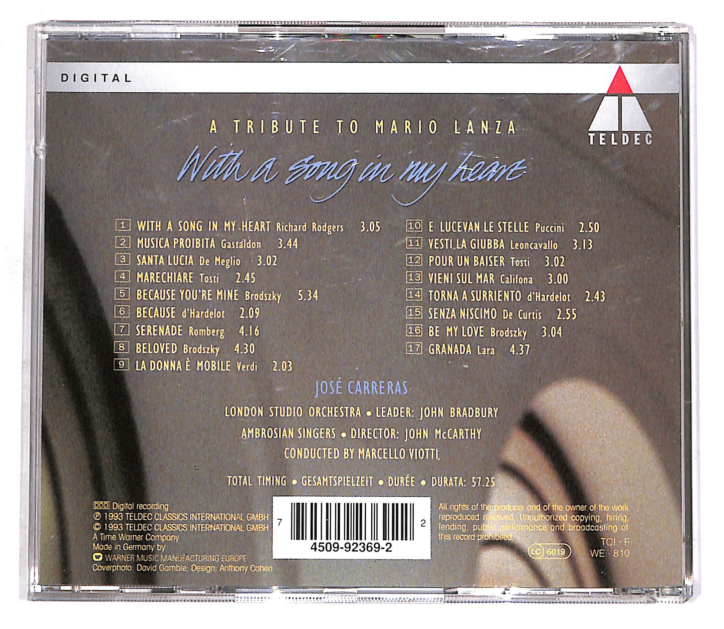 EBOND Jose Carreras - With A Song In My Heart (A Tribute To Mario Lanza) CD CD056648