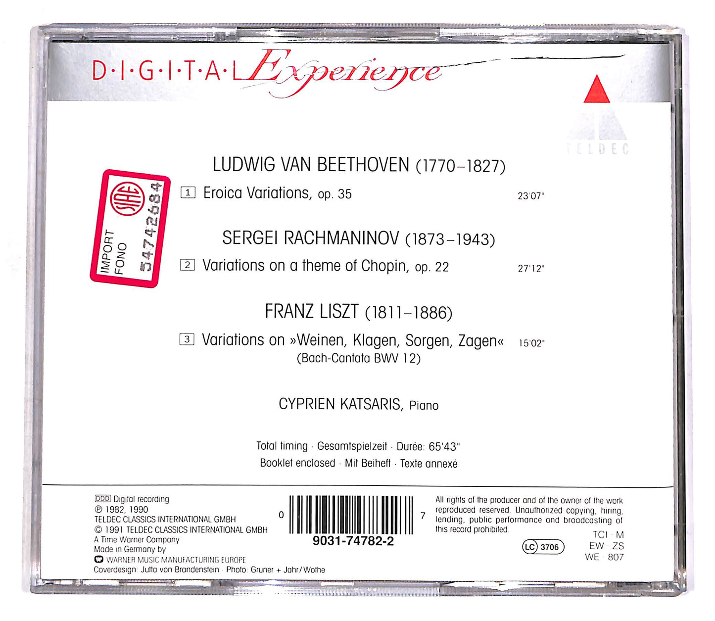 EBOND Beethoven, Rachmaninov, Liszt - Variations - Cyprien Katsaris CD CD056664