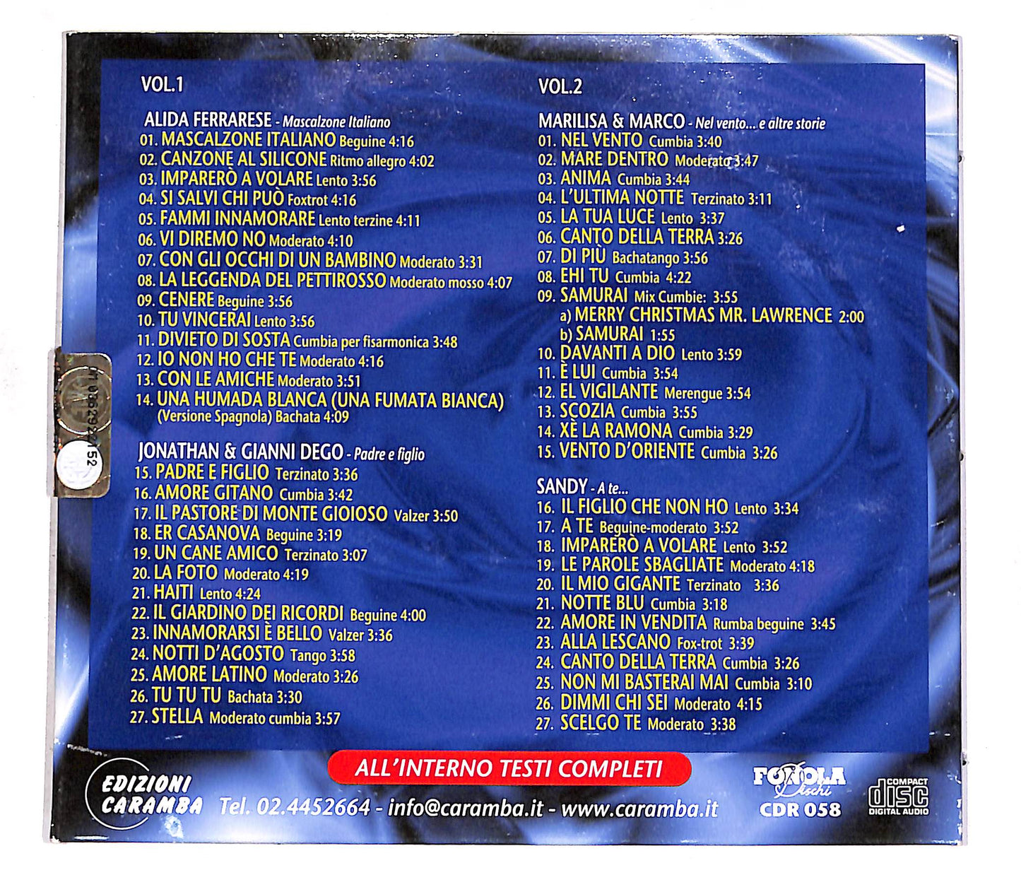 EBOND Alida, Dego, Marilisa & Marco - Sandy (2 dischi) EDITORIALE CD CD056705