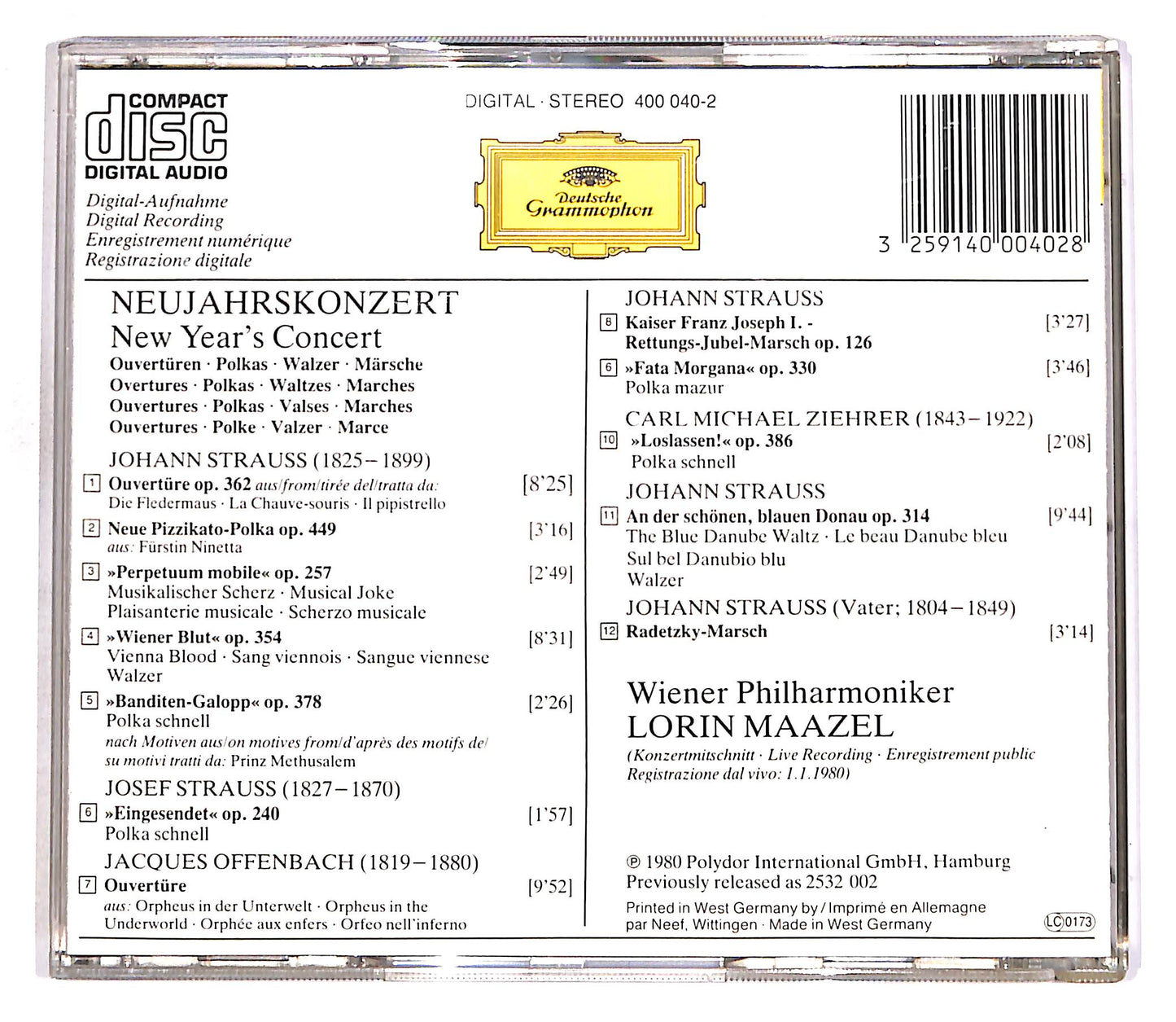 EBOND Neujahrskonzert - Strauss - Offenbach - Zeihrer - Maazel CD CD056740