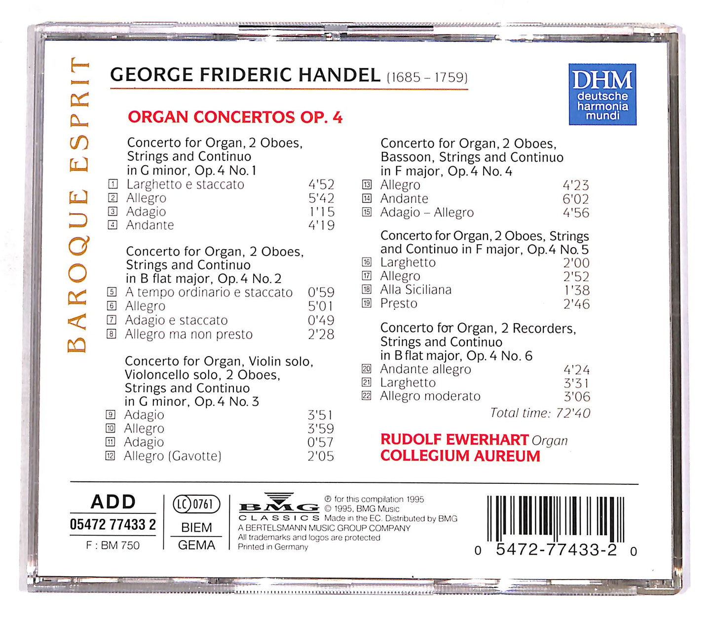 EBOND Handel - Orgelkonzerte Op.4 - Ewerhart, Collegium Aureum CD CD056751