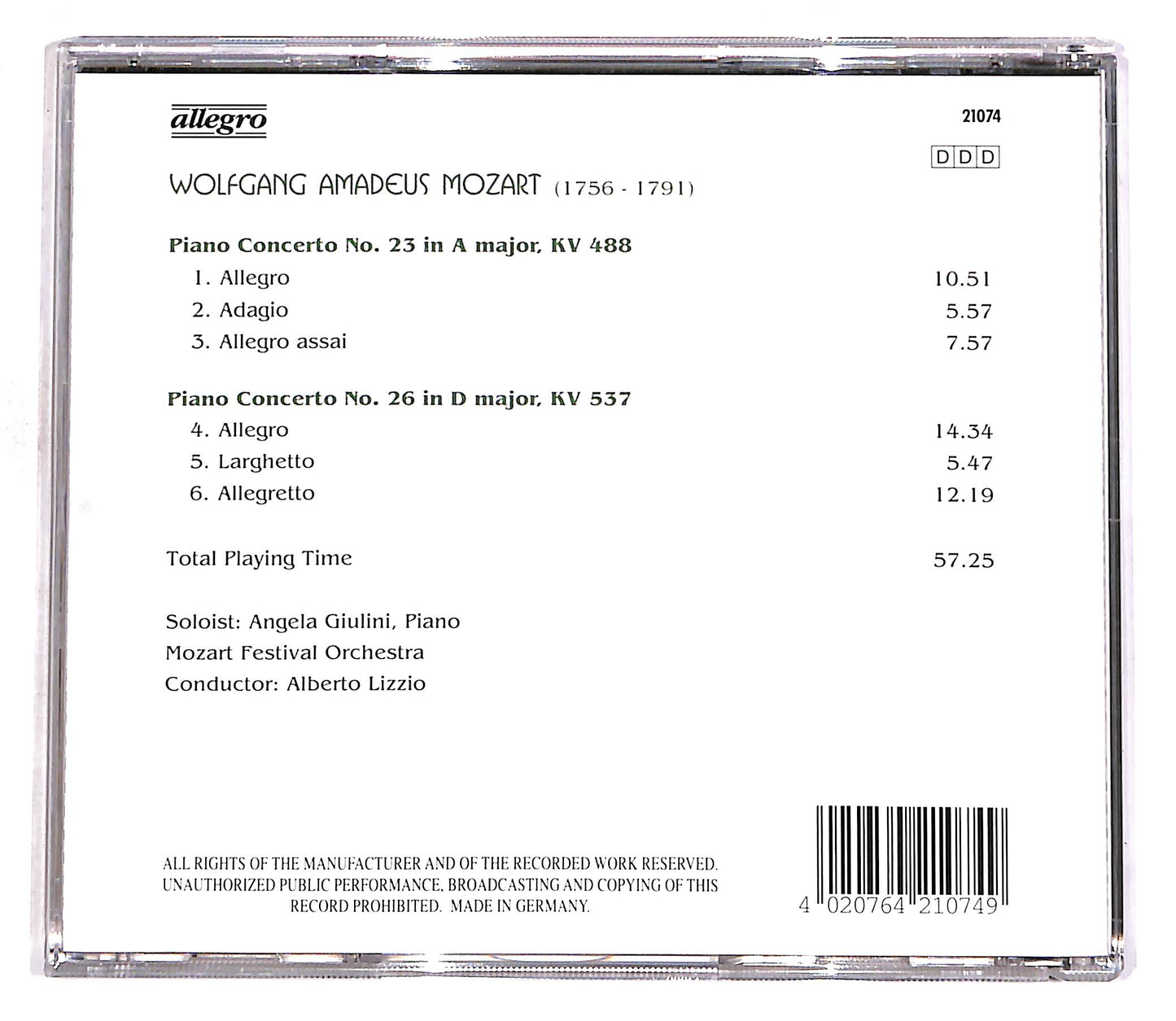 EBOND Wolfgang Amadeus Mozart - Concertos For Piano No.23, No.26 CD CD056756