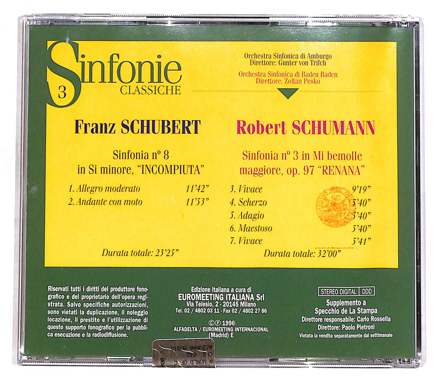 EBOND Sinfonie Classiche 3 - Schubert n.8 - Schumann n.3 EDITORIALE CD CD056758