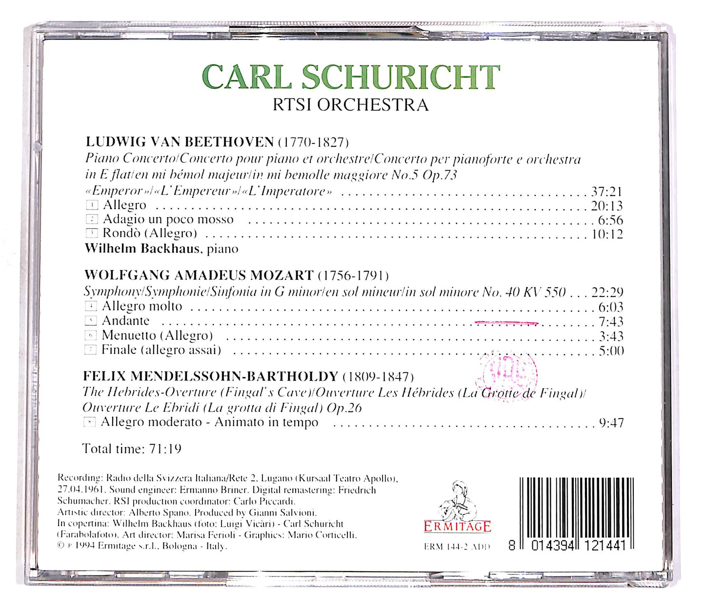 EBOND Schubert - Backhaus - Beethoven - Mozart - Mendelssohn CD CD056821