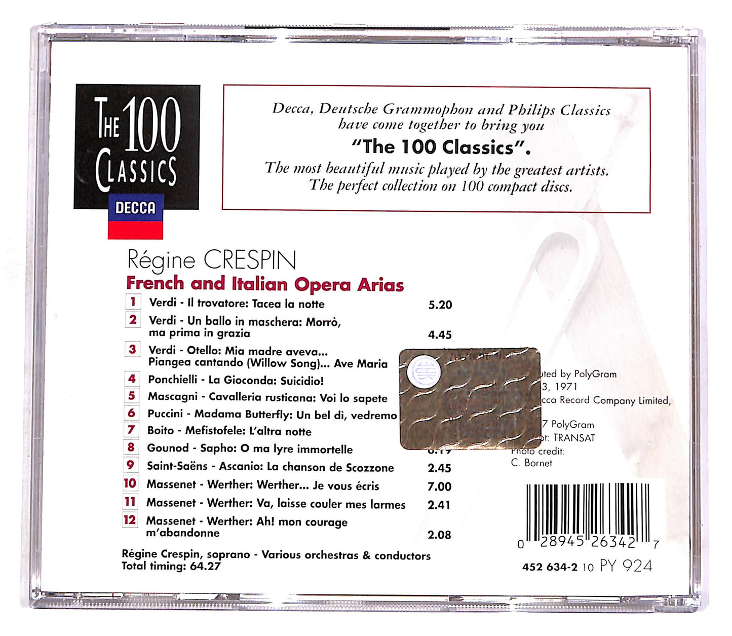 EBOND Regine Crespin - French & Italian Opera Arisa - Regine Crespin CD CD056845