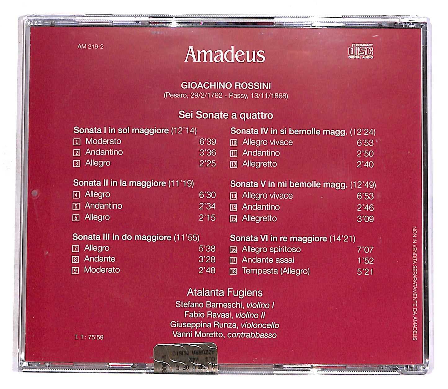 EBOND Rossini - Sei Sonate A Quattro - Atalanta Fugiens CD CD056846