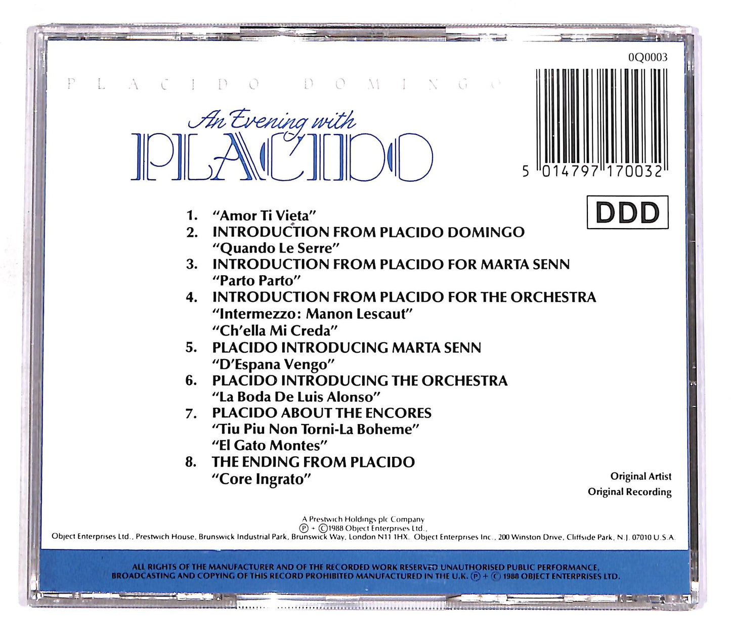 EBOND Placido Domingo - An Evening With Placido CD CD056851