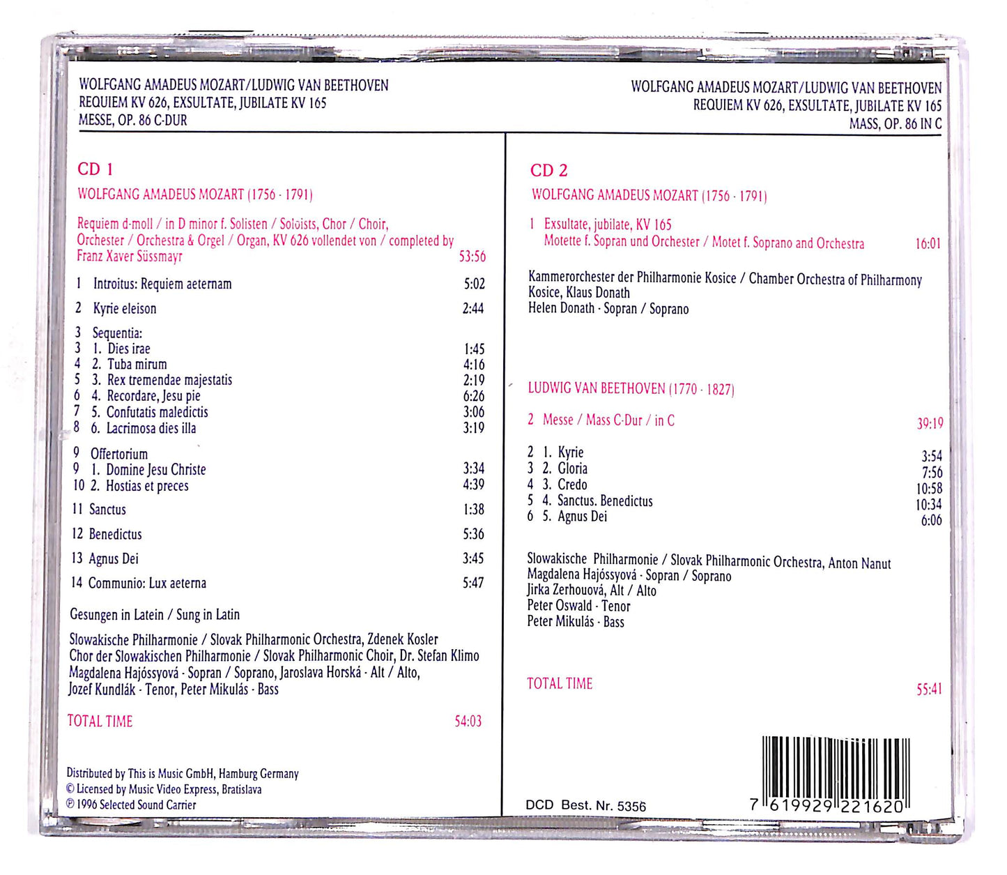 EBOND Wolfgang Amadeus Mozart - Ludwig Van Beethoven Vol.17 (2 disc) CD CD056864