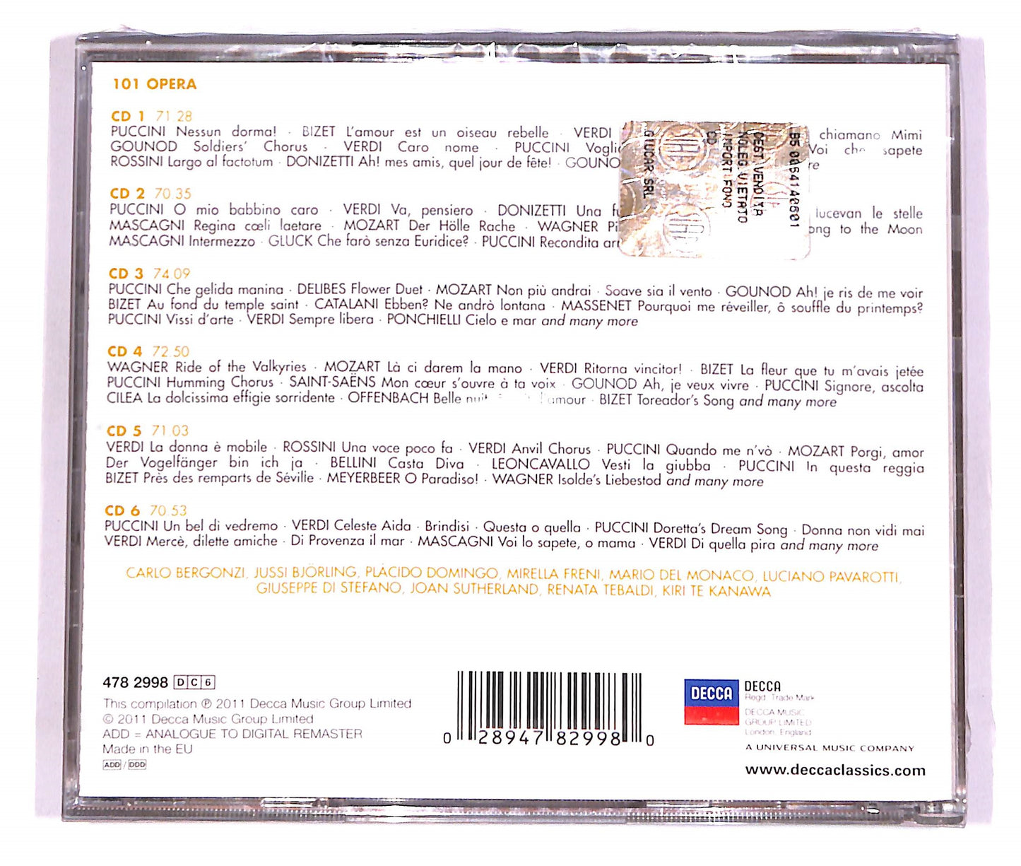 EBOND 101 Opera - 6 Compact Discs (6 dischi) CD CD057134