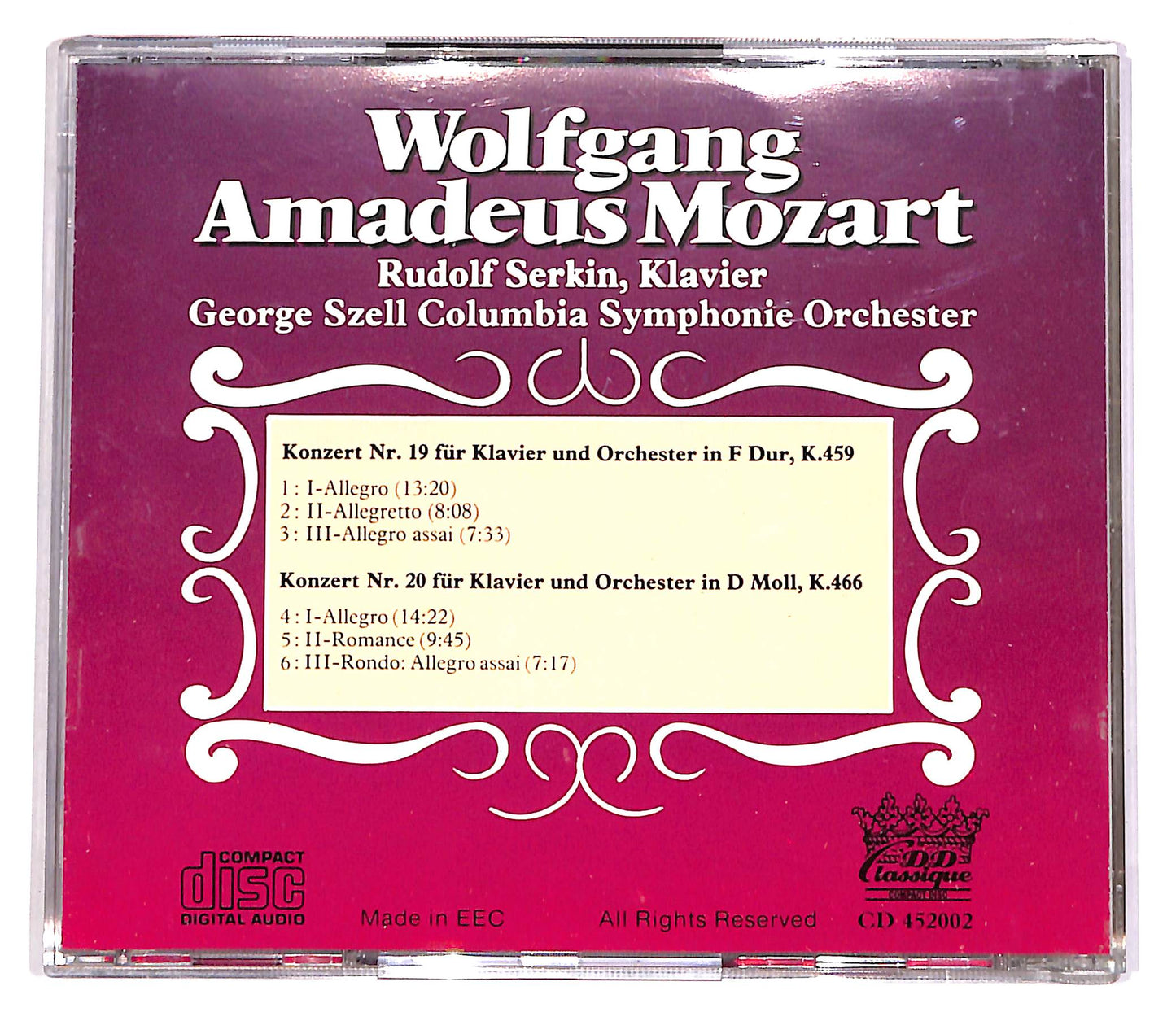 EBOND Wolfgang Amadeus Mozart - Klavier Konzerte 19 & 20 EDITORIALE CD CD057145