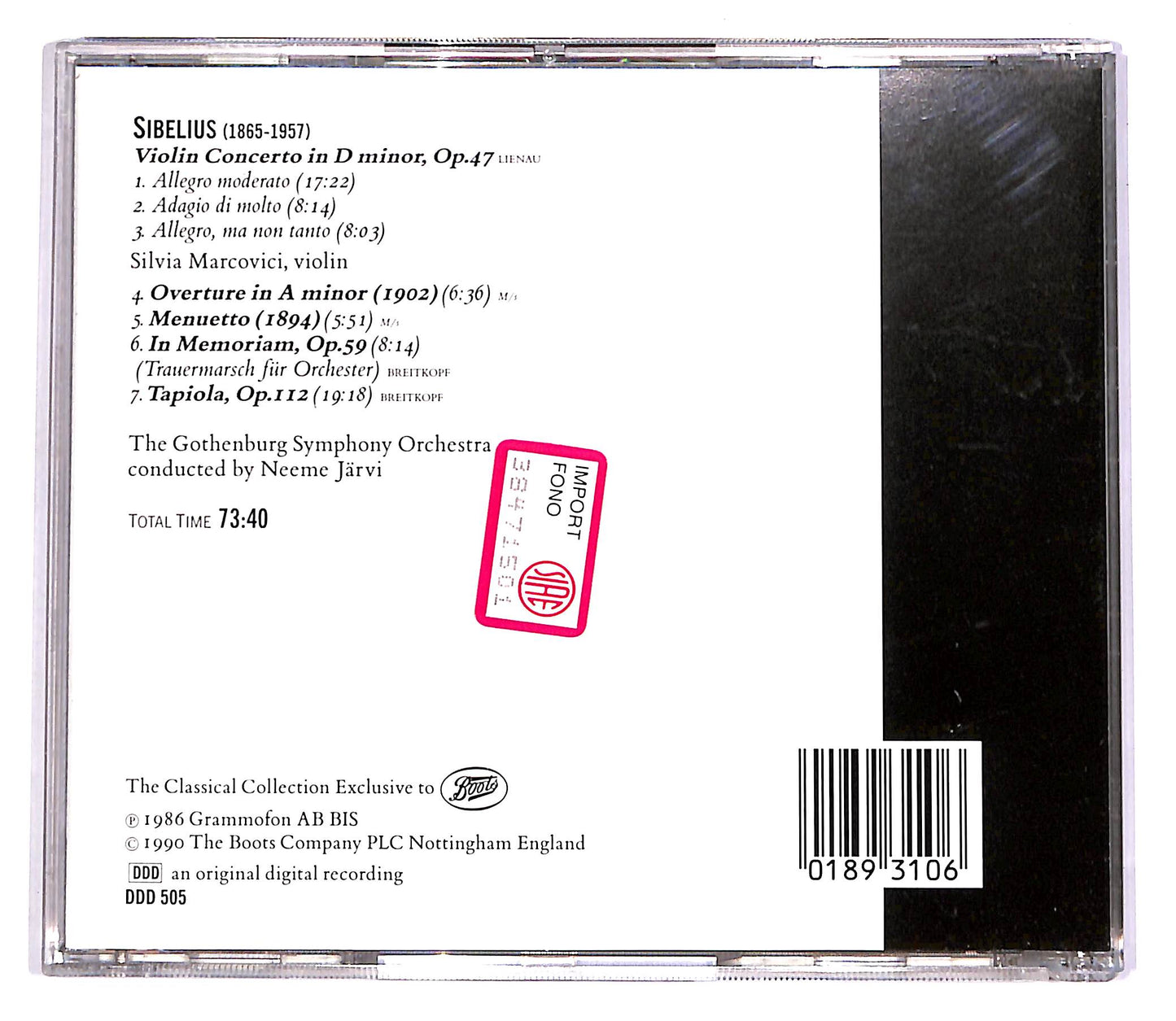 EBOND Sibelius - Violin Concerto, Tapiola, Etc. CD CD057246