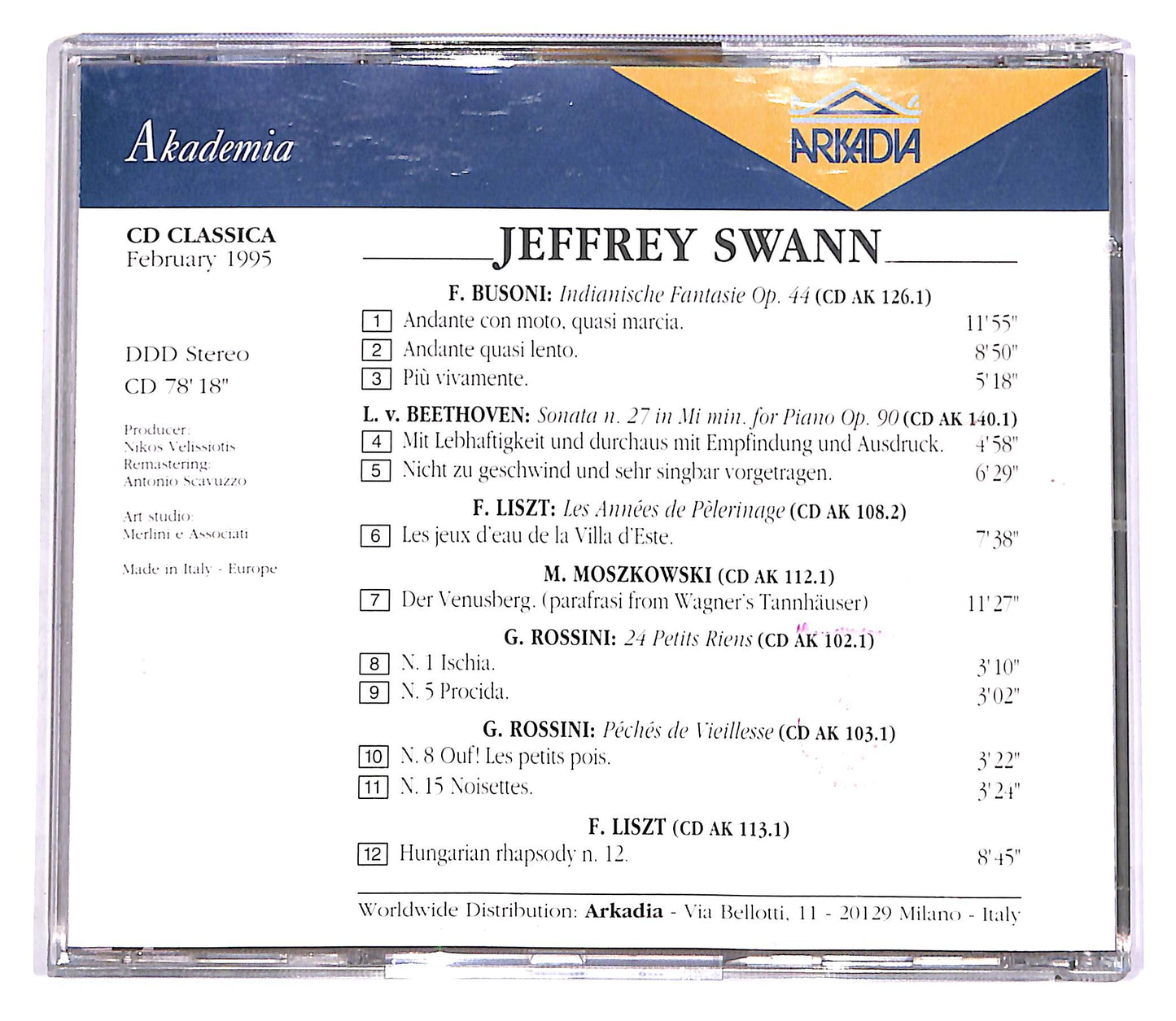 EBOND Classica - Febbraio 1995 - Jeffrey Swann EDITORIALE CD CD057258