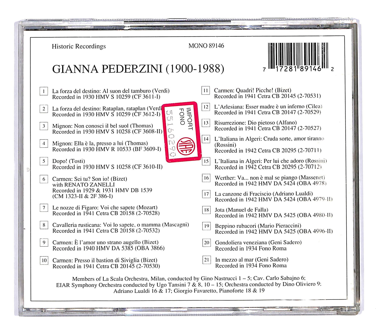 EBOND Gianna Pederzini - Lebendige Vergangenheit CD CD057722