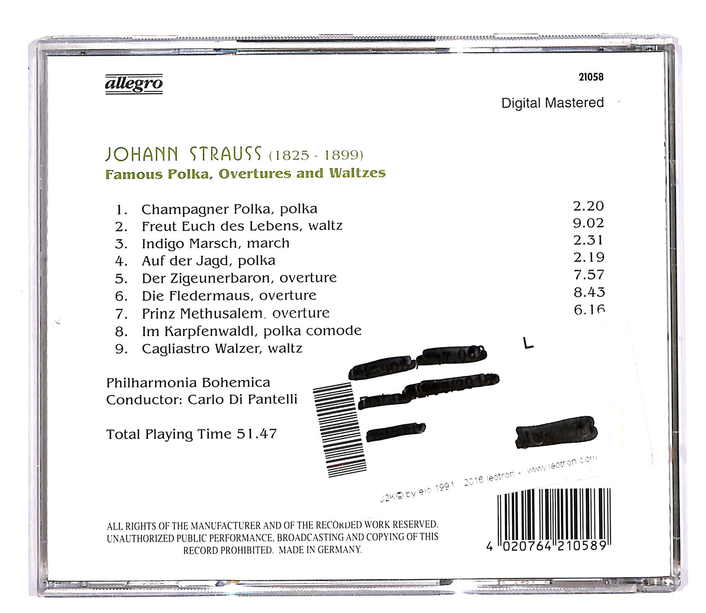 EBOND Johann Strauss Jr.- Famous Polka, Overtures And Waltzes CD CD058524