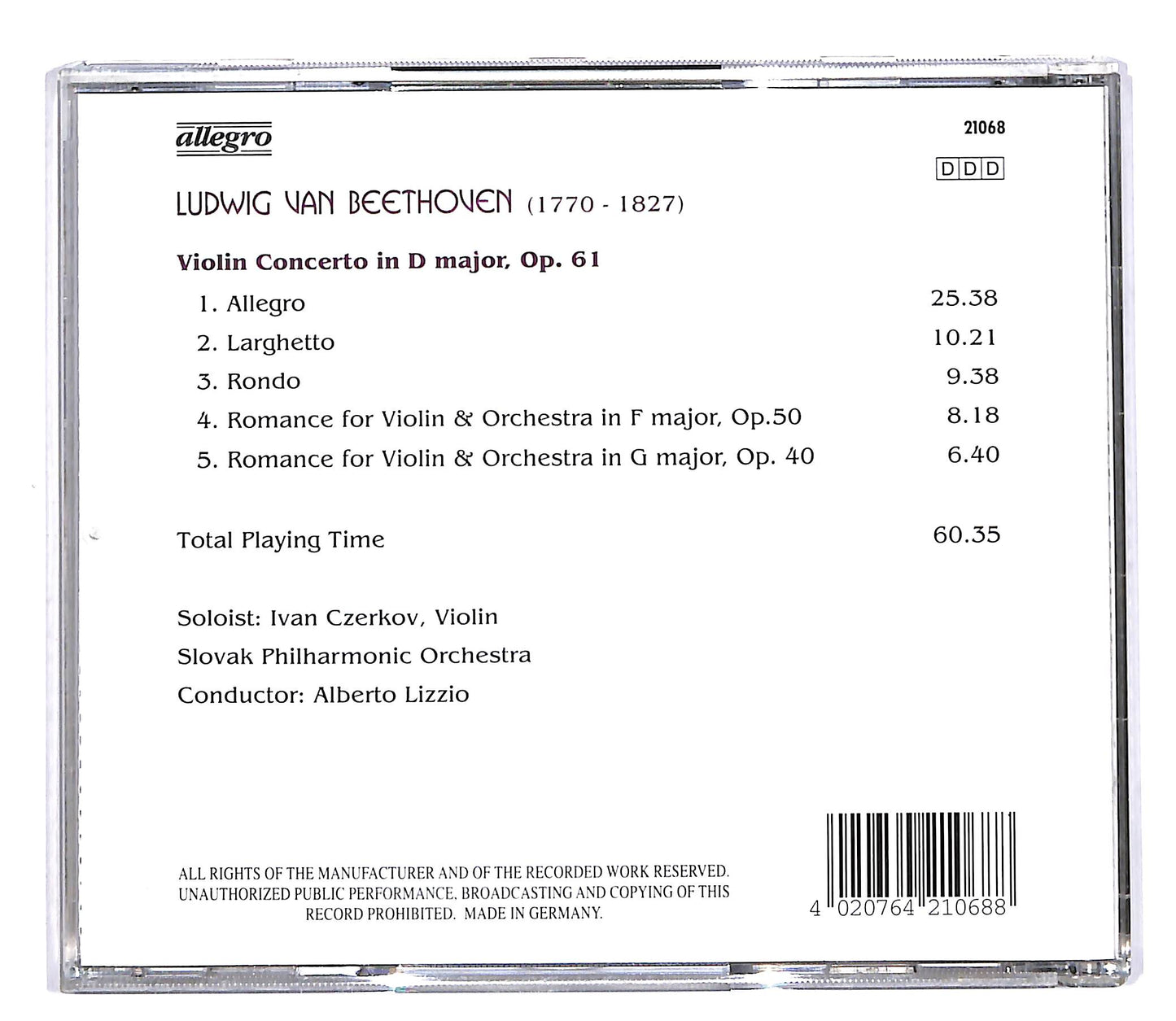 EBOND Beethoven - Violin Concert CD CD058530