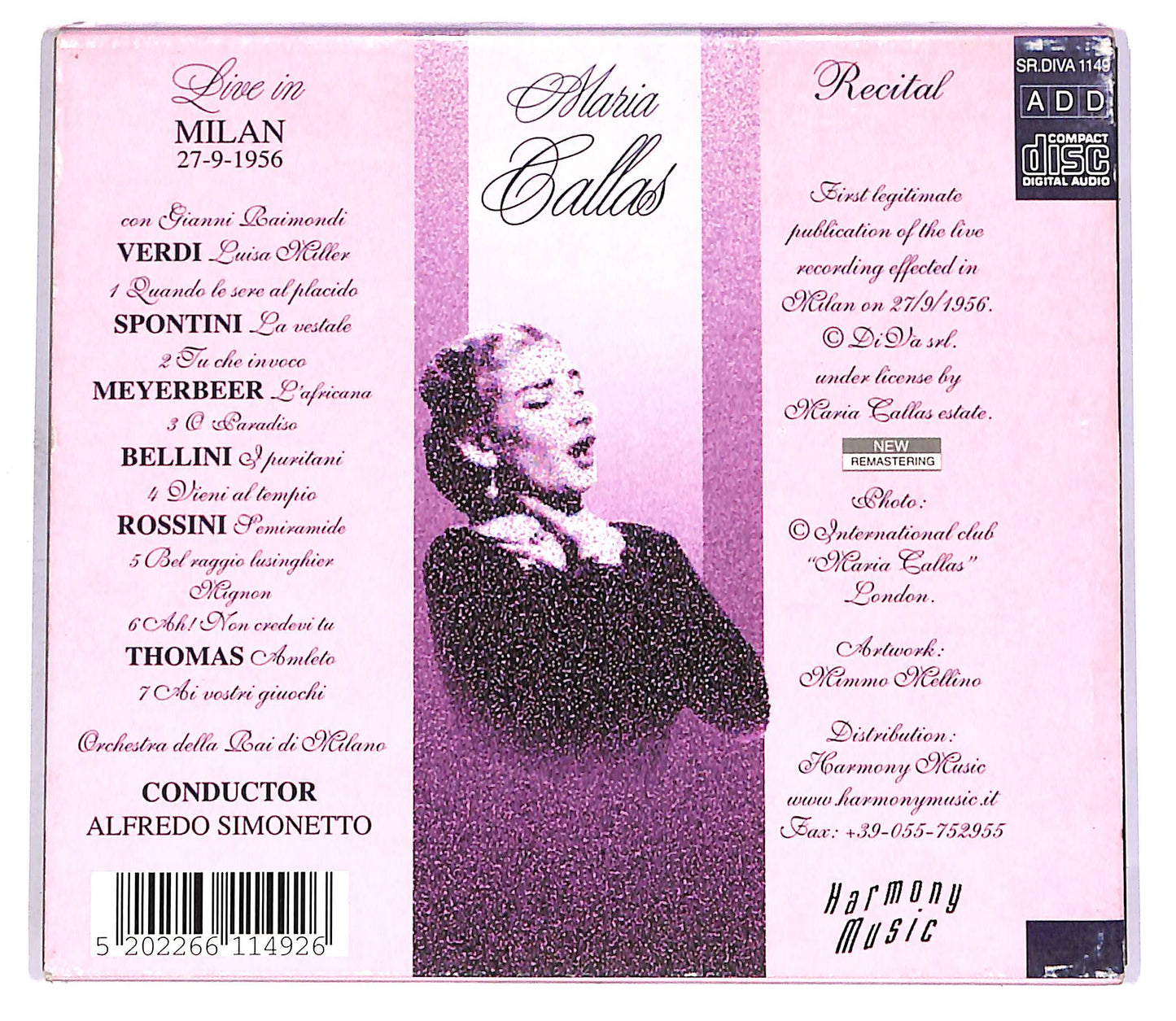 EBOND Maria Callas - Live In Milan CD CD058645