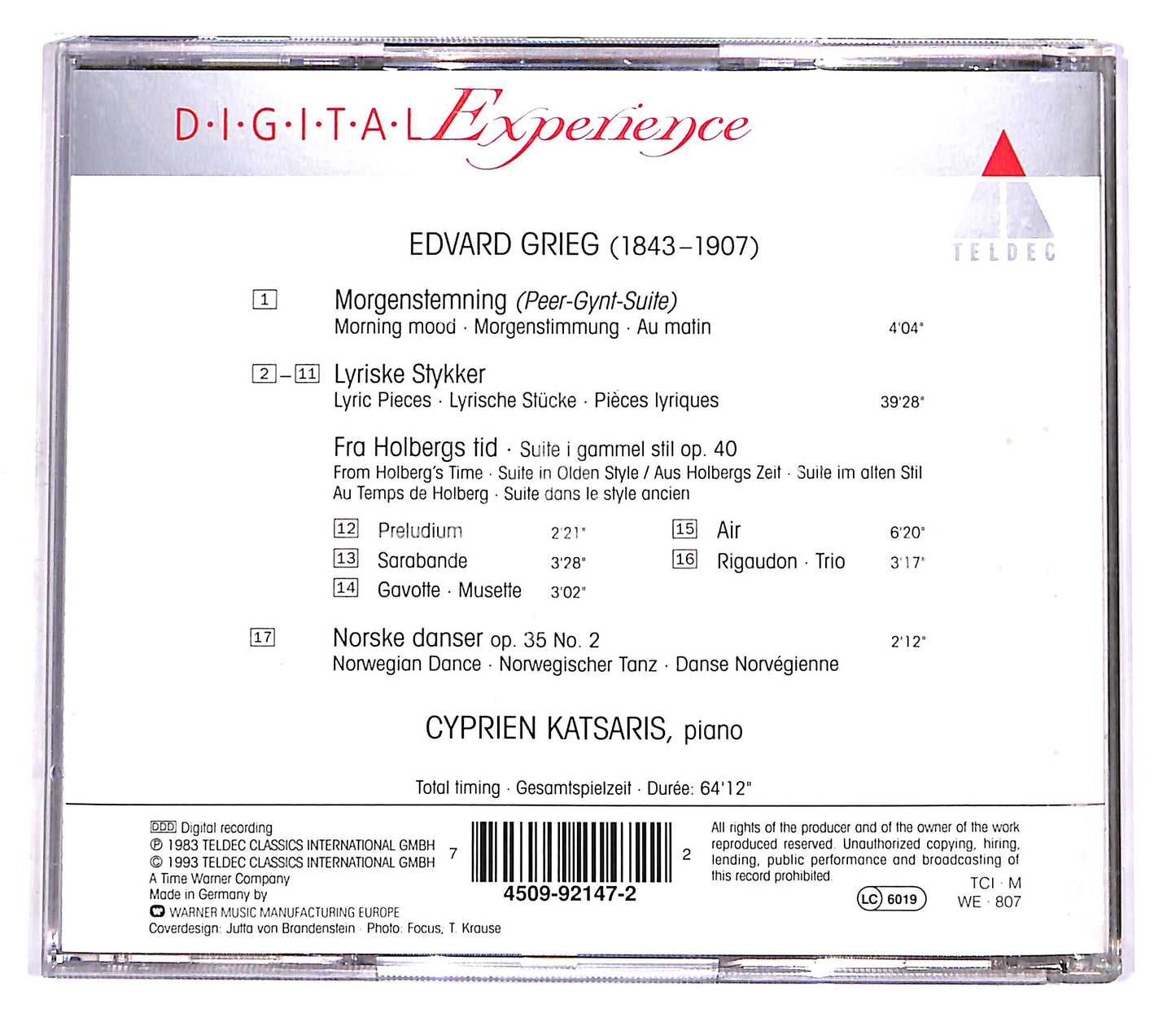 EBOND Grieg - Piano Works - Cyprien Katsaris CD CD058722
