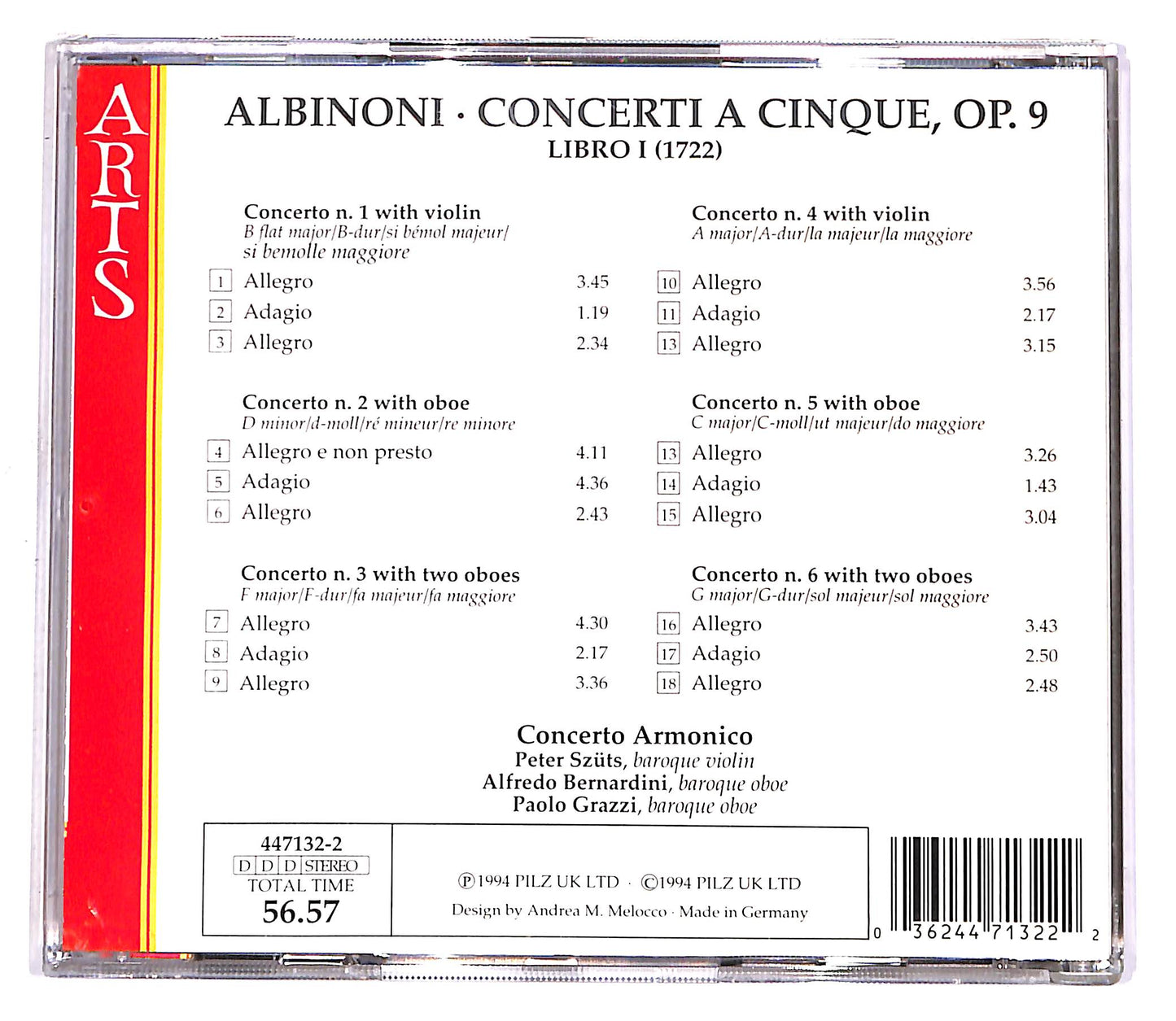 EBOND Albinoni - Concerti A Cinque, Op.9 - Libro 1 Concerto Armonico CD CD058842