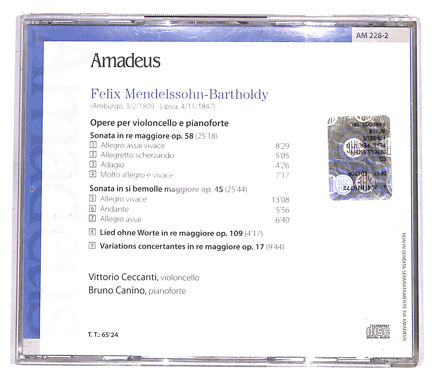 EBOND Mendelssohn - Opere Per Violoncello E Pianoforte EDITORIALE CD CD058845